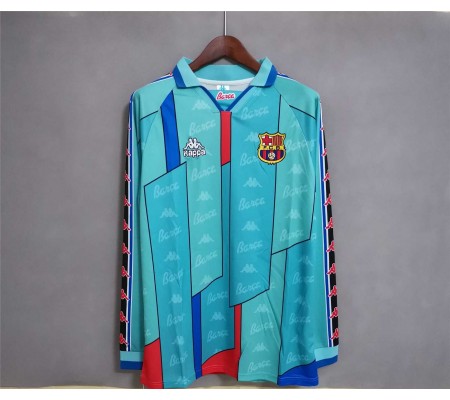 Barcelona 96/97 Away Lake Blue Long Sleeve Soccer Jersey